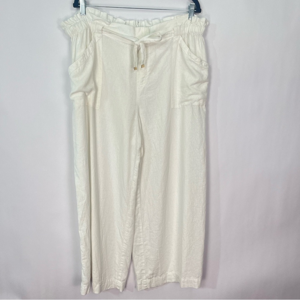 Marc New York White Linen Blend Wide Leg Pants Sz 2X